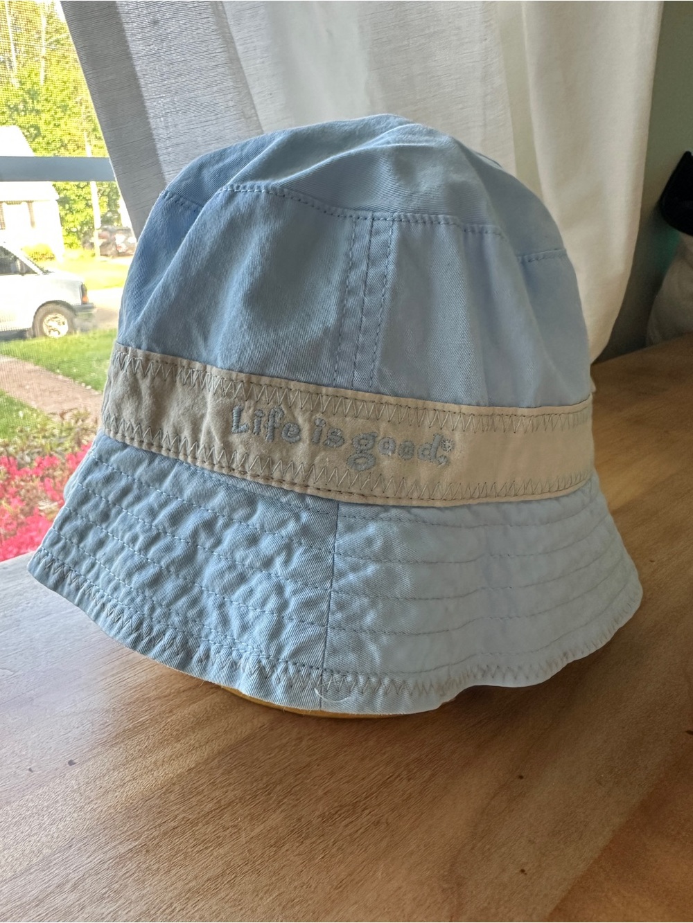 Life is Good light Blue kids Bucket Hat with Embroidery